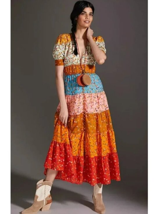 Anthropologie Dresses & Skirts - Anthropologie Tiered and True Floral Maxi Dress Small